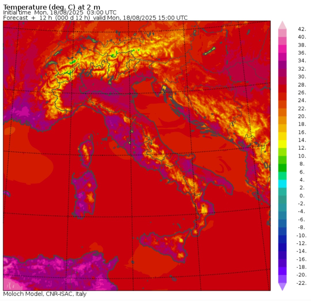 Temperature massime 18 agosto