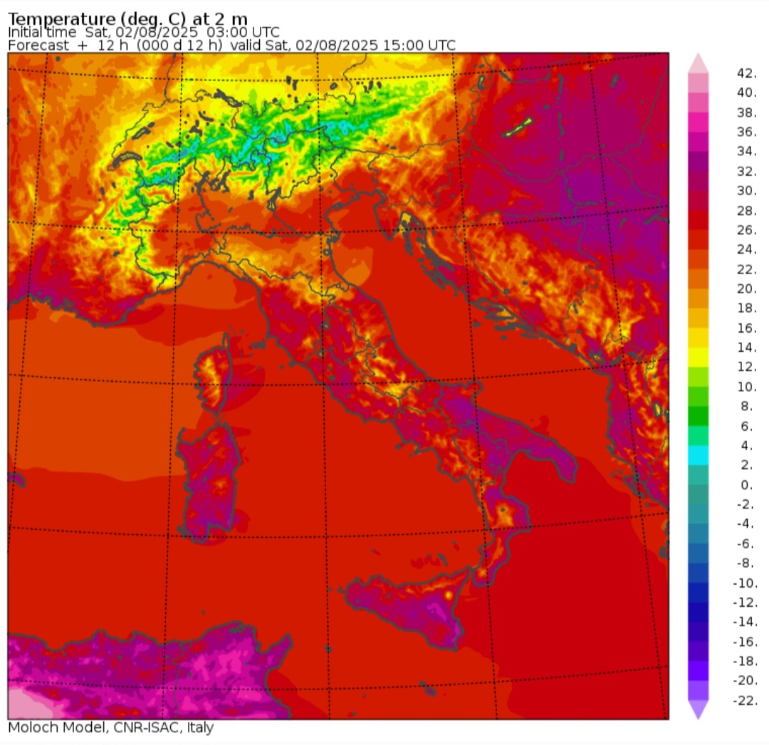 Temperature massime 2 agosto