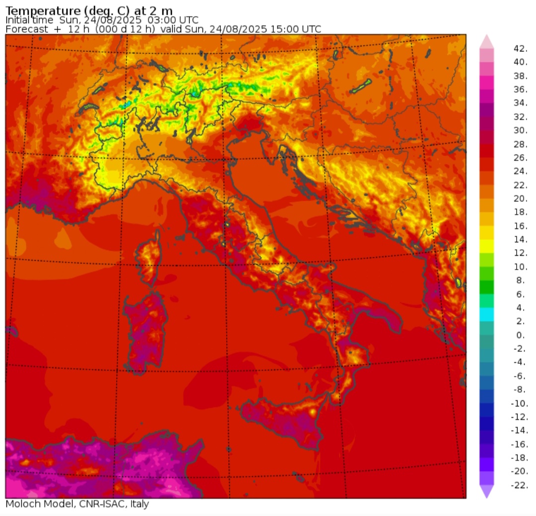 Temperature massime 24 agosto