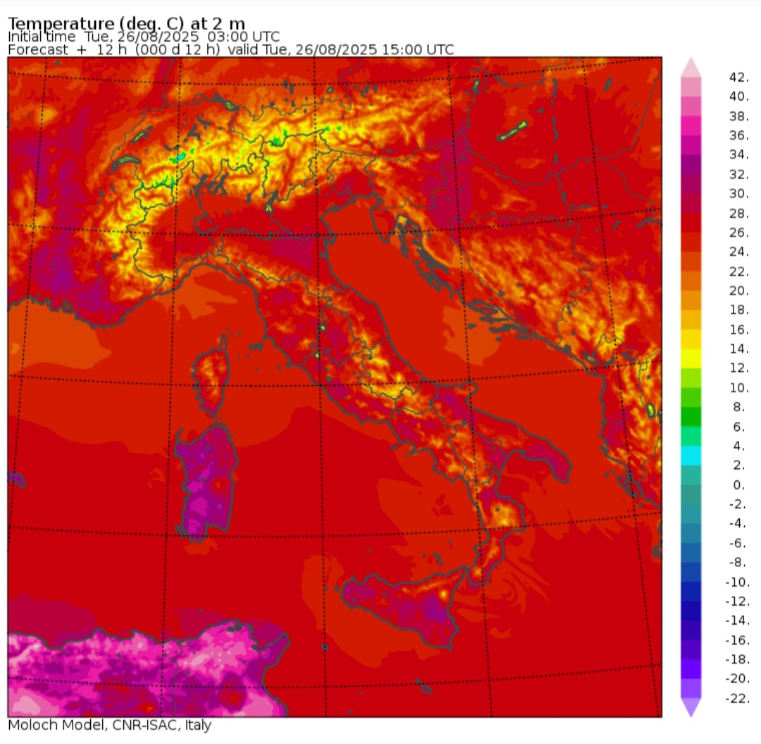 Temperature massime 26 agosto
