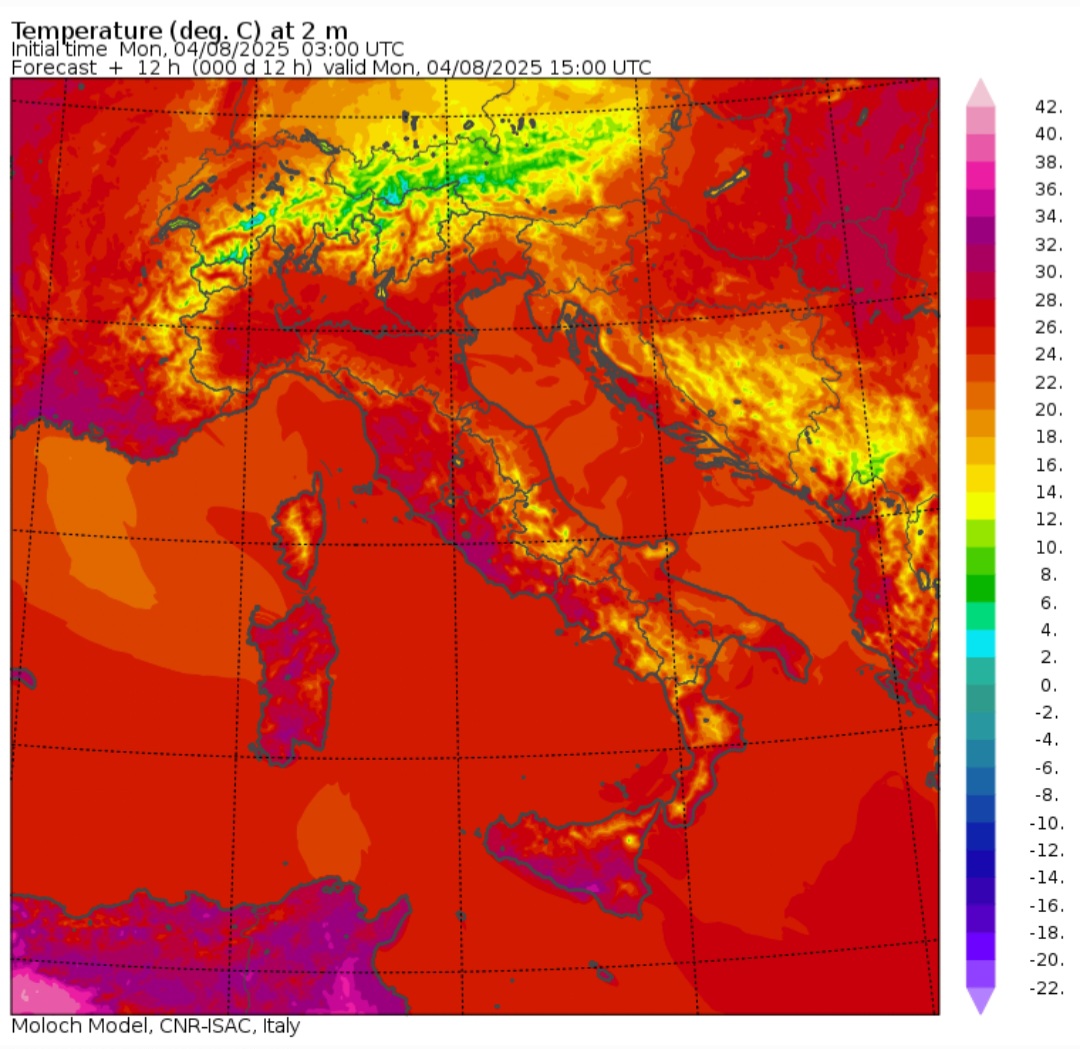 Temperature massime 4 agosto