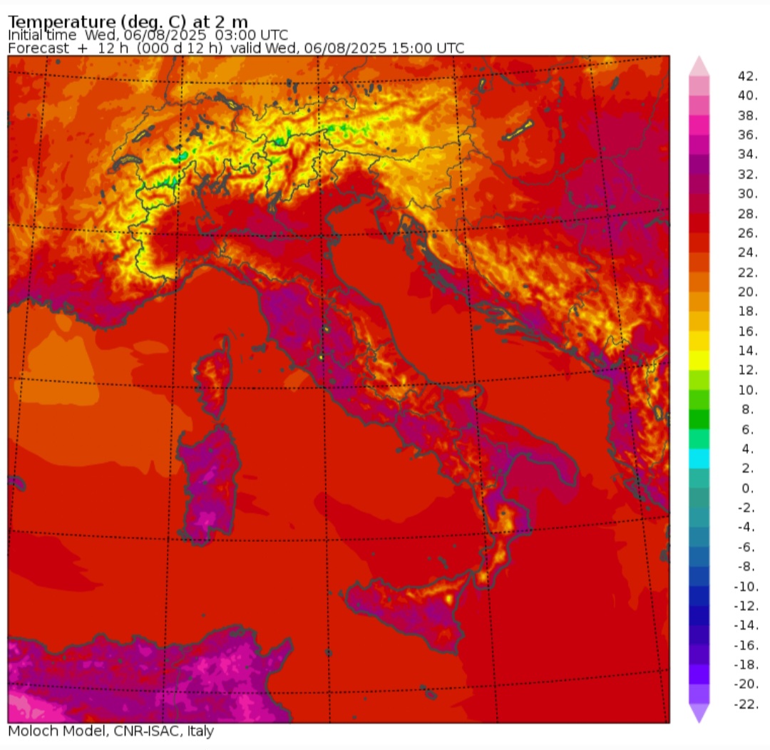 Temperature massime 6 agosto