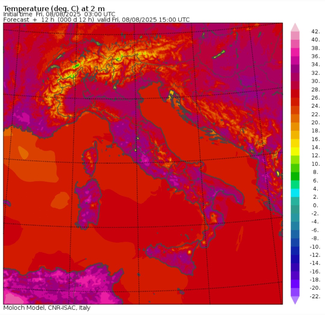 Temperature massime 8 agosto
