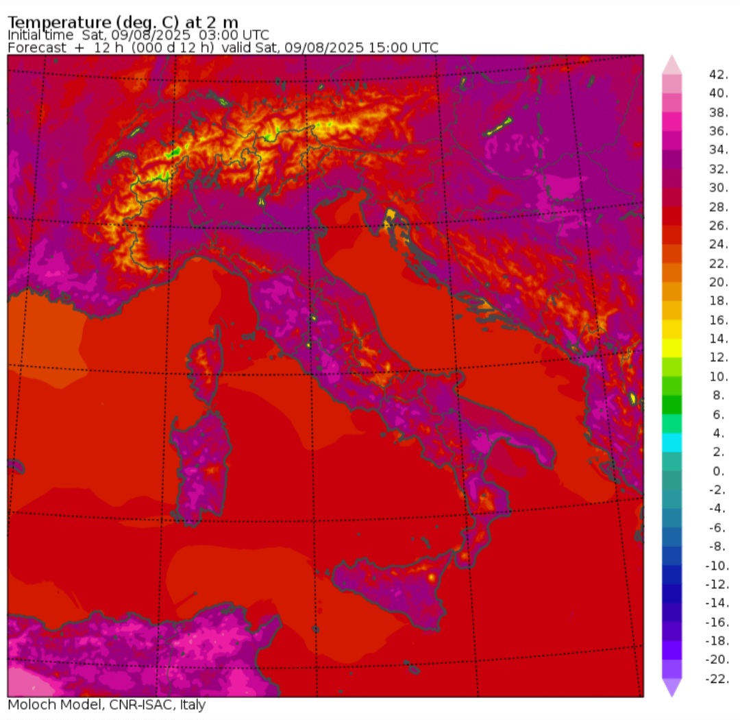 Temperature massime 9 agosto