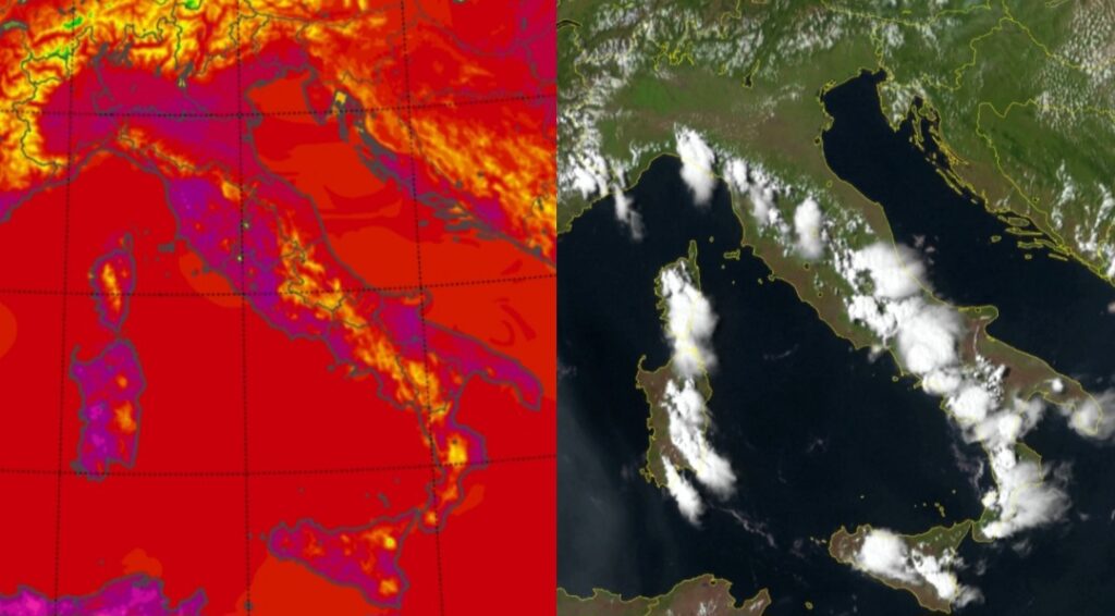 Temperature massime e satellite 18 agosto