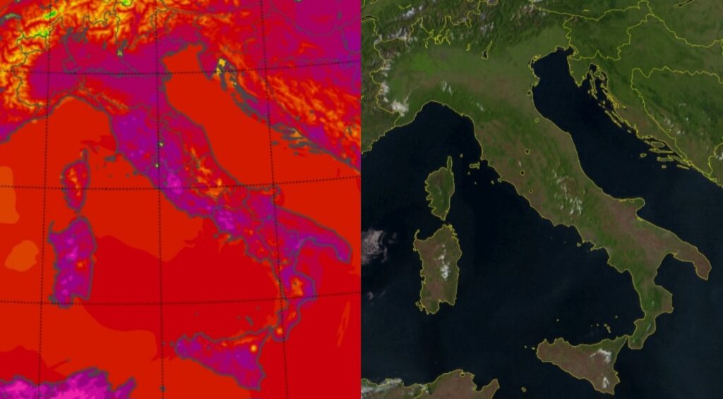 Temperature massime e satellite 8 agosto
