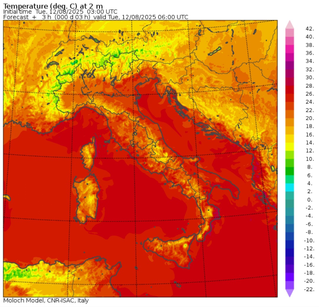 Temperature minime 12 agosto 