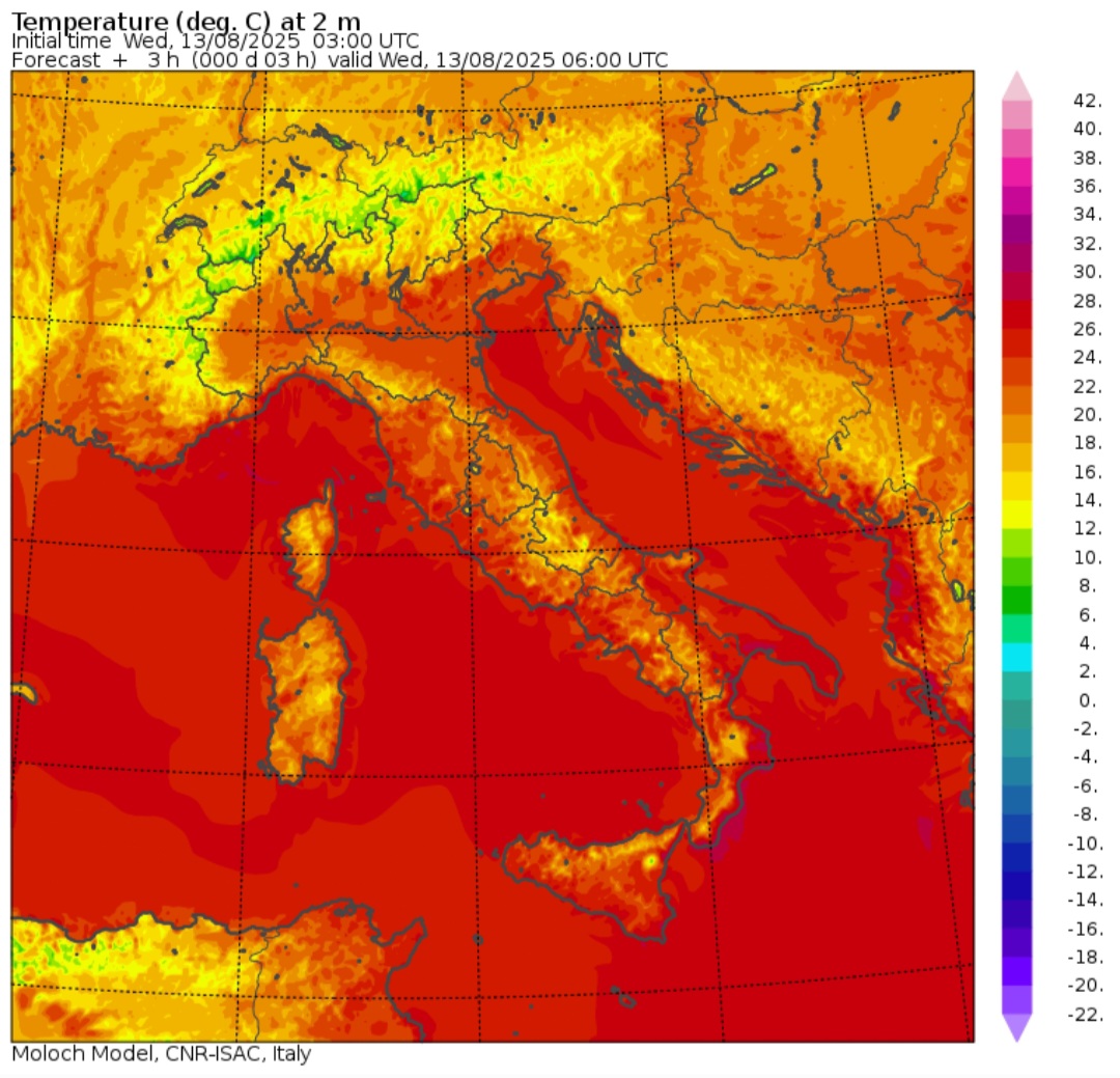 Temperature minime 13 agosto