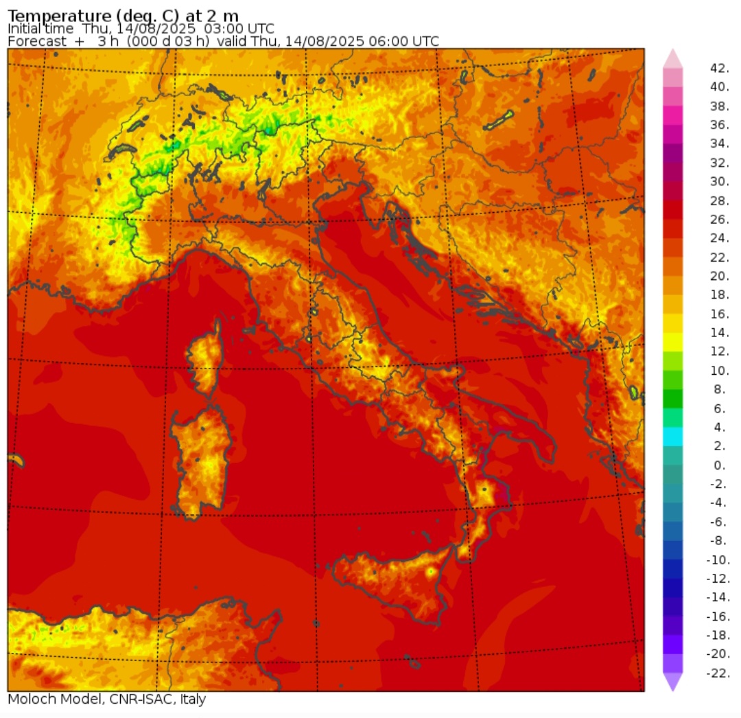 Temperature minime 14 agosto
