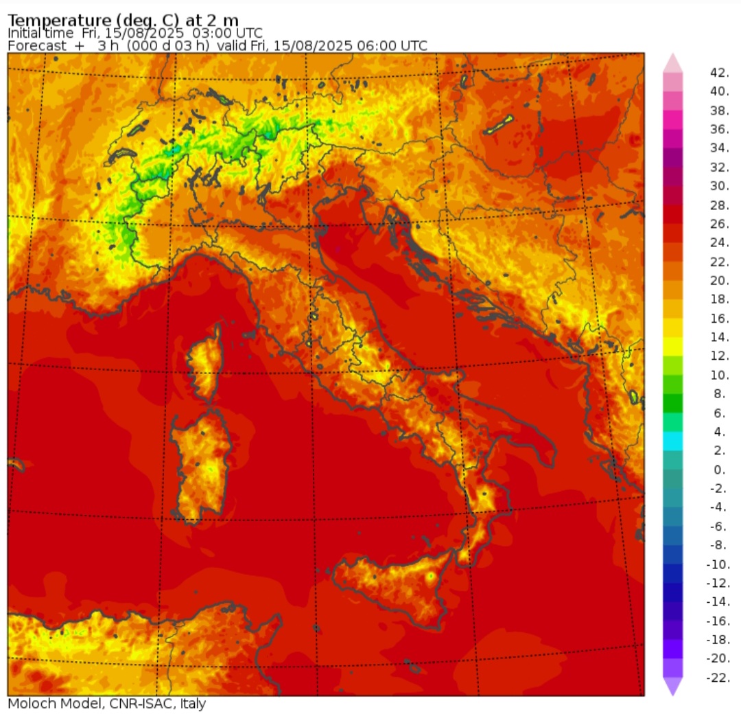 Temperature minime 15 agosto 