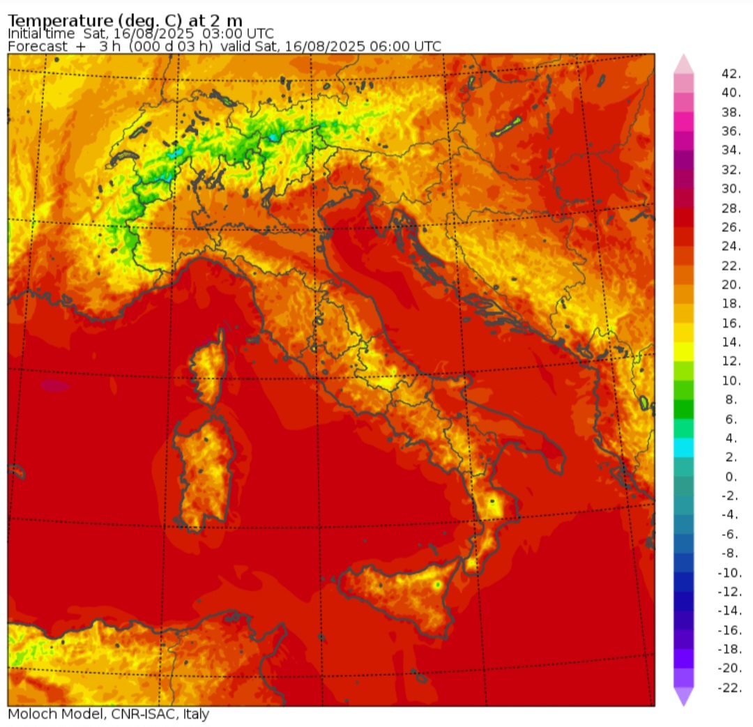 Temperature minime 16 agosto 