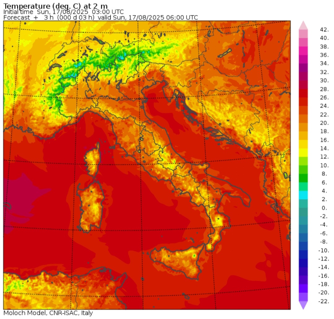Temperature minime 17 agosto