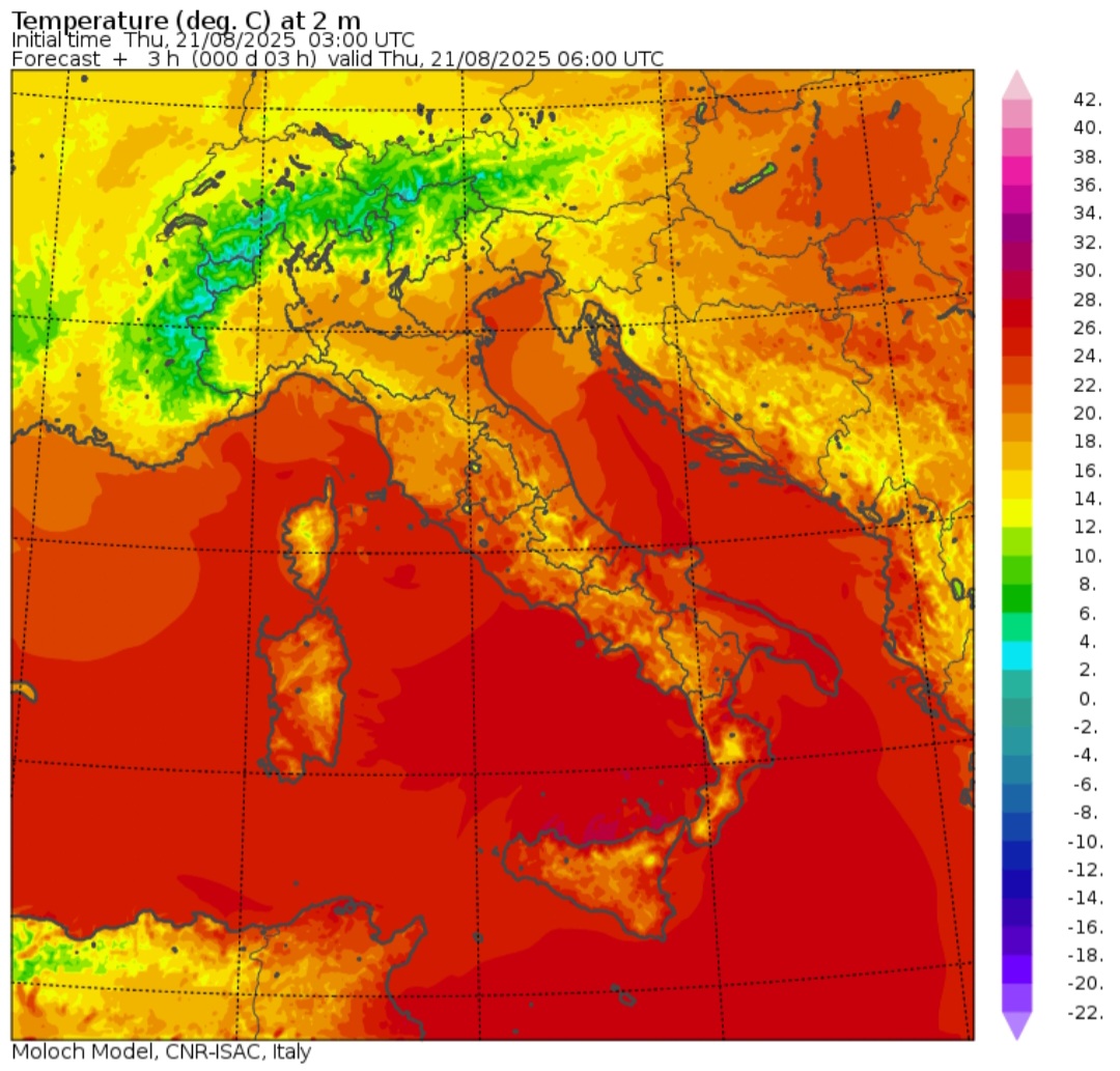 Temperature minime 21 agosto