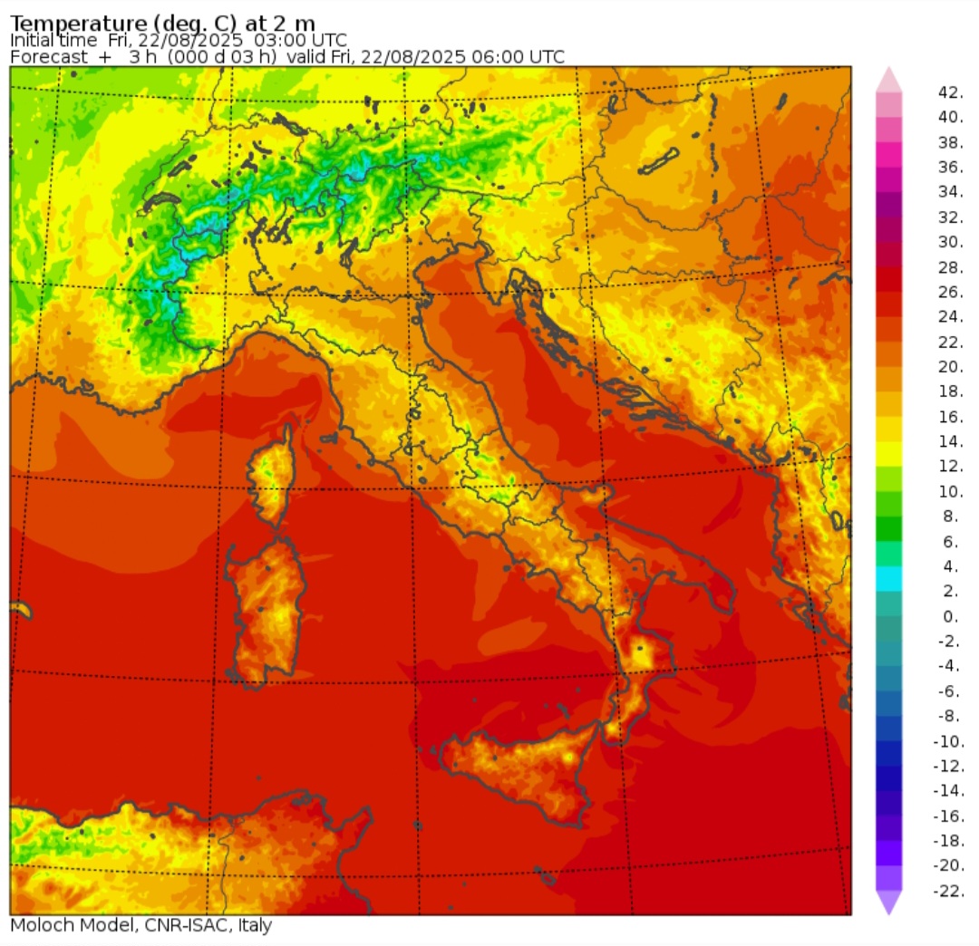 Temperature minime 22 agosto