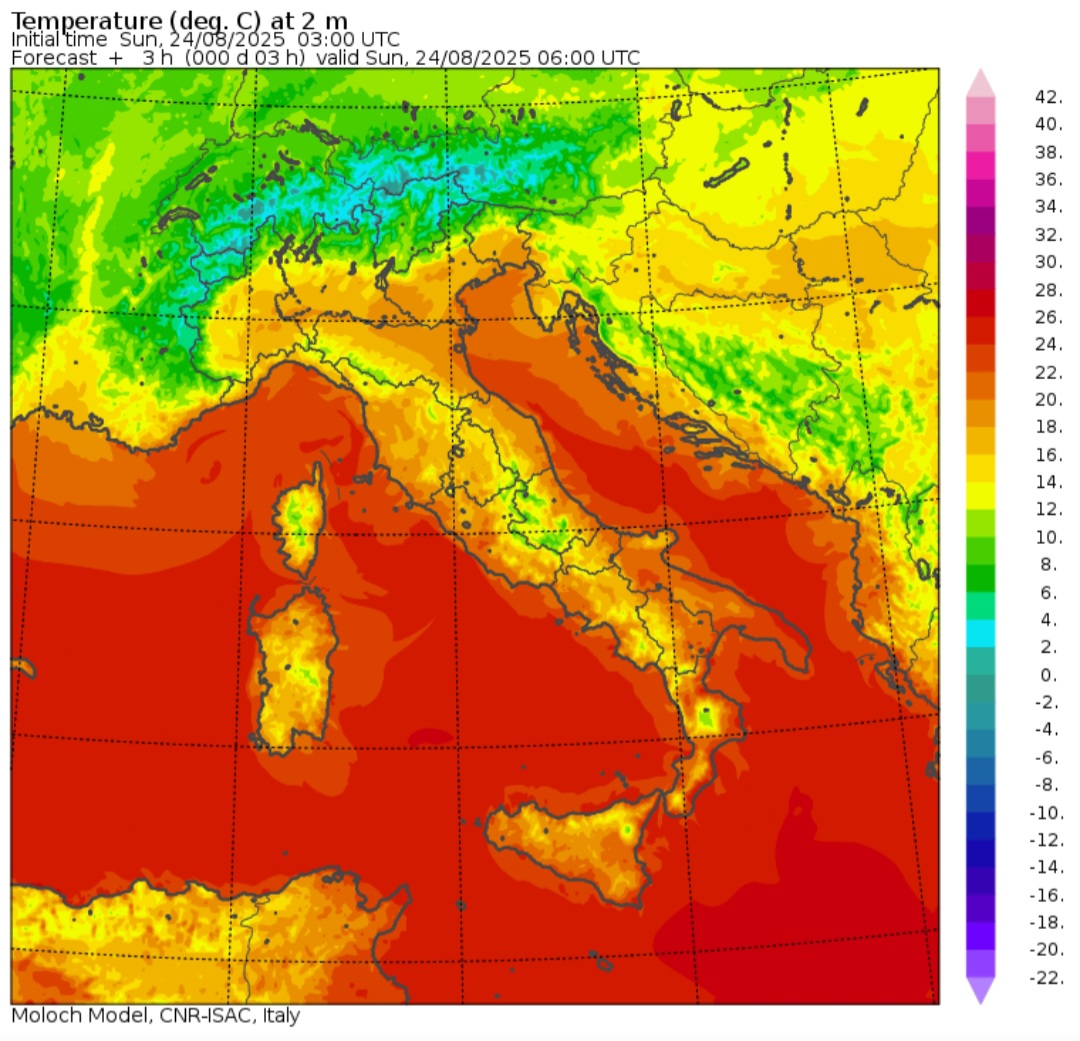 Temperature minime 24 agosto