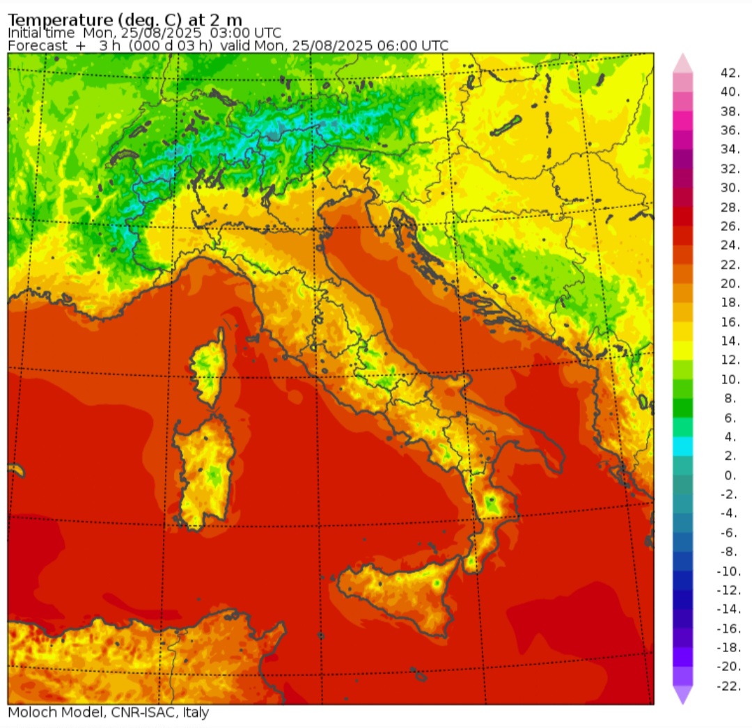Temperature minime 25 agosto