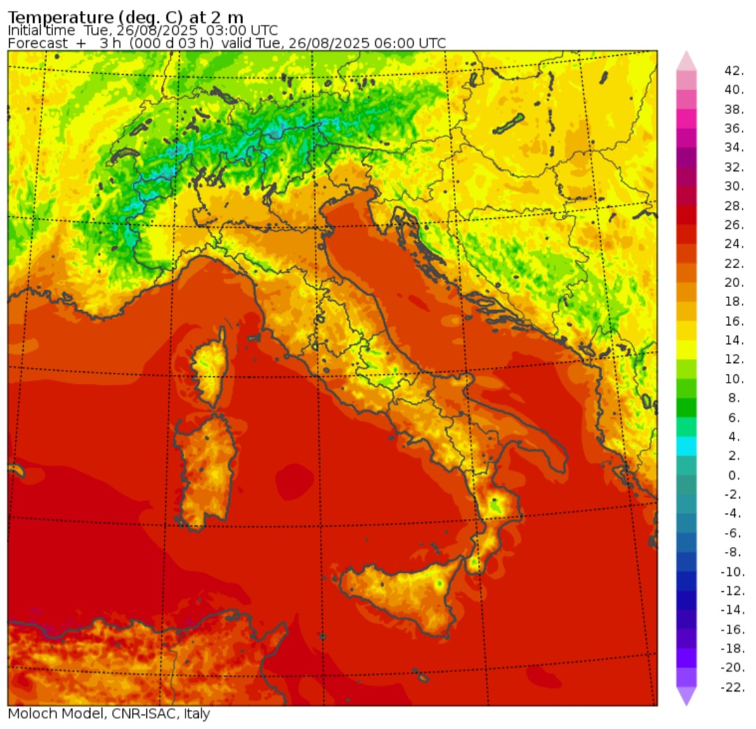 Temperature minime 26 agosto 