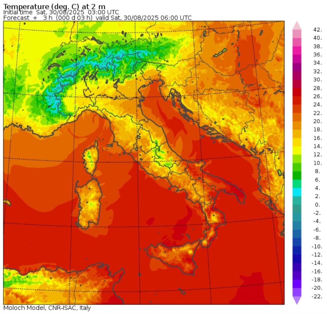 Temperature minime 30 agosto