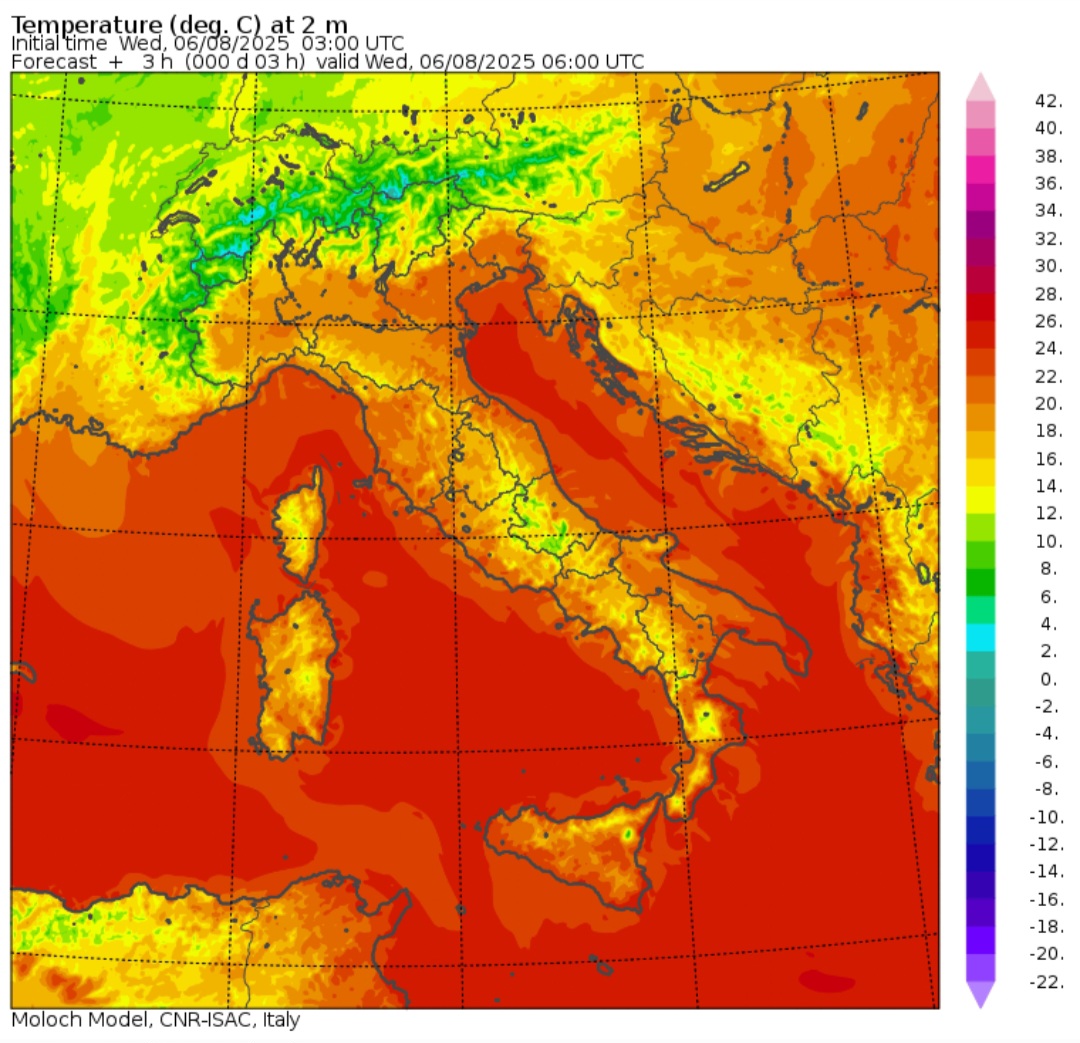 Temperature minime 6 agosto