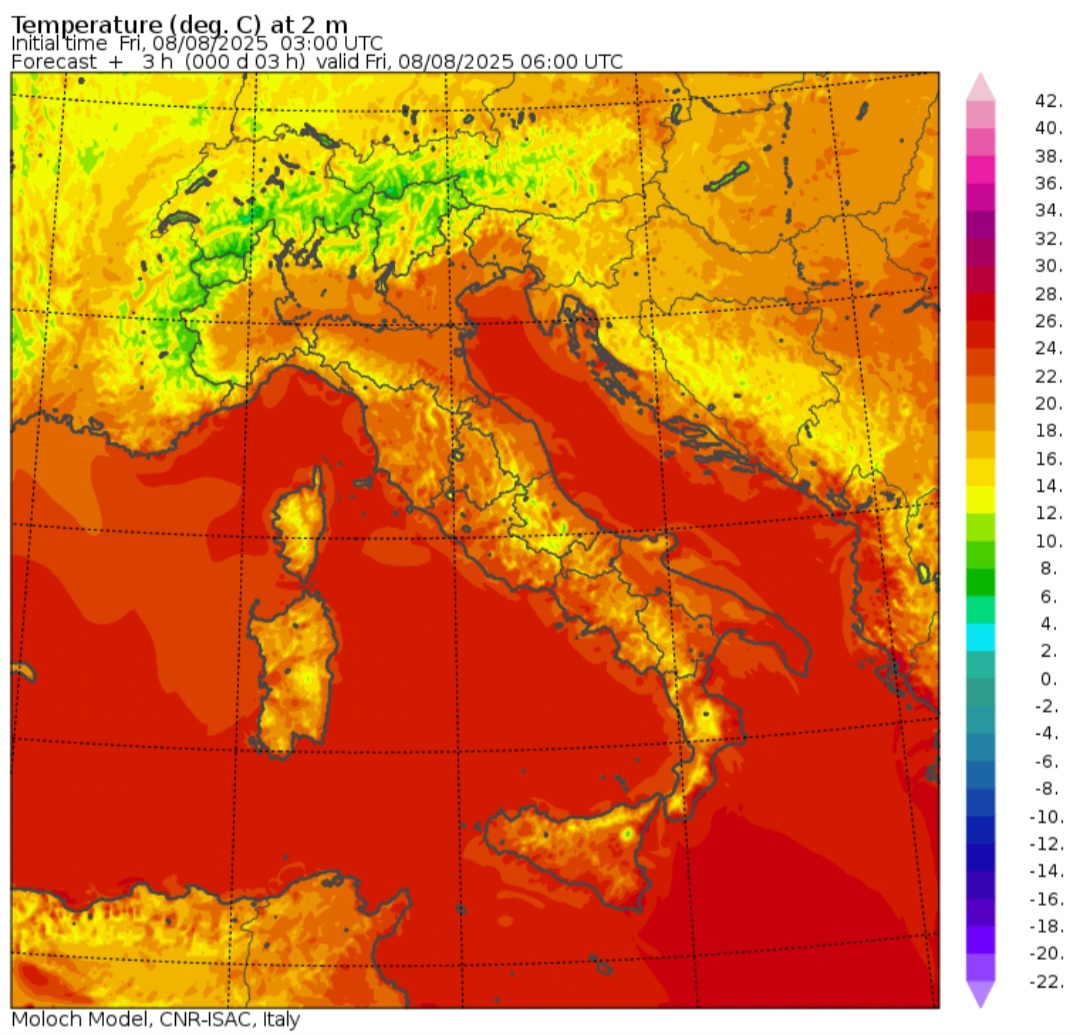 Temperature minime 8 agosto