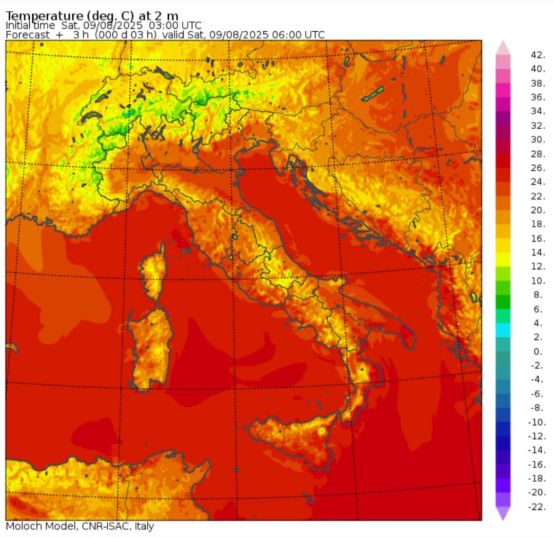 Temperature minime 9 agosto