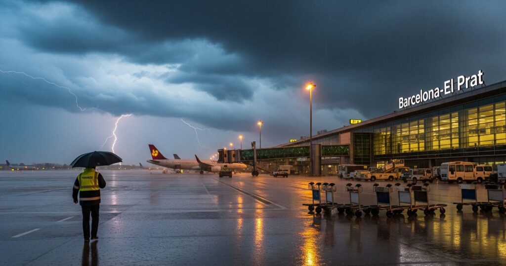 aeroporto di Barcellona-El Prat maltempo spagna