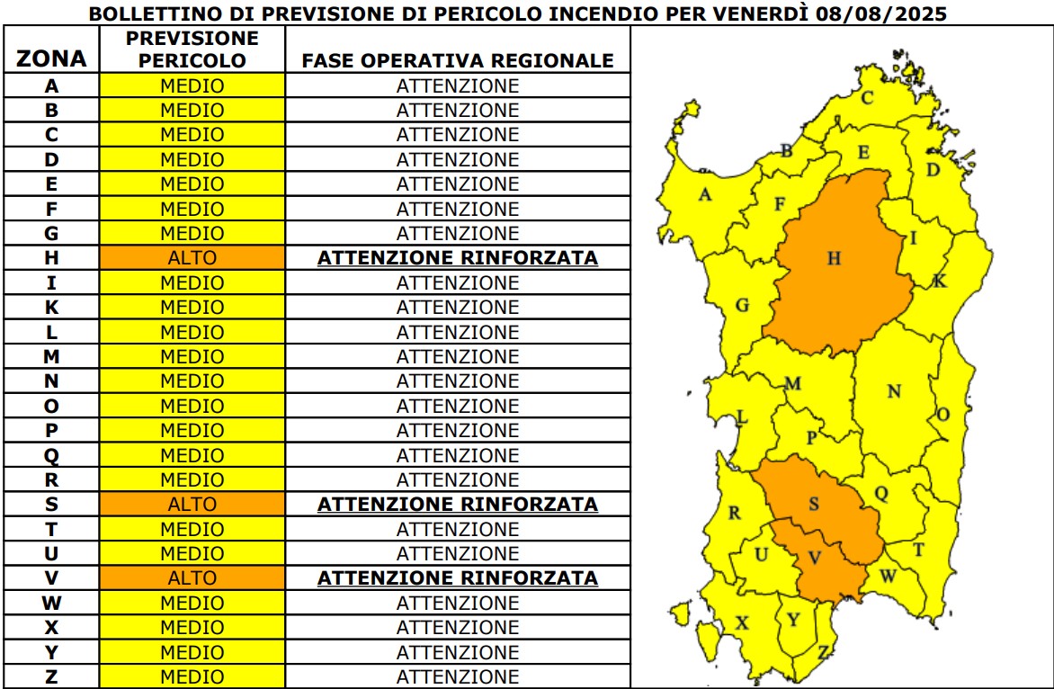 allerta incendi sardegna 8 agosto