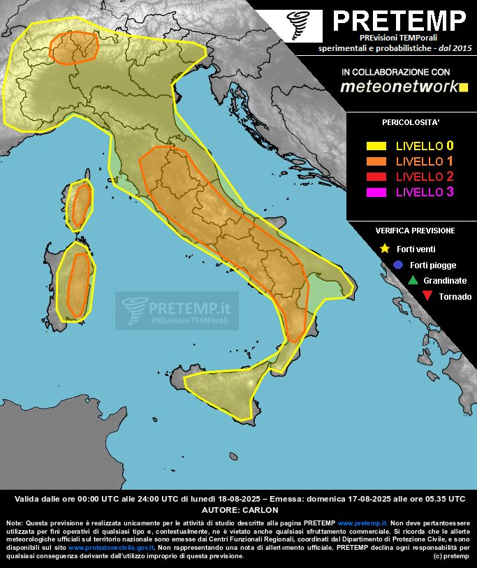 allerta meteo 18 agosto