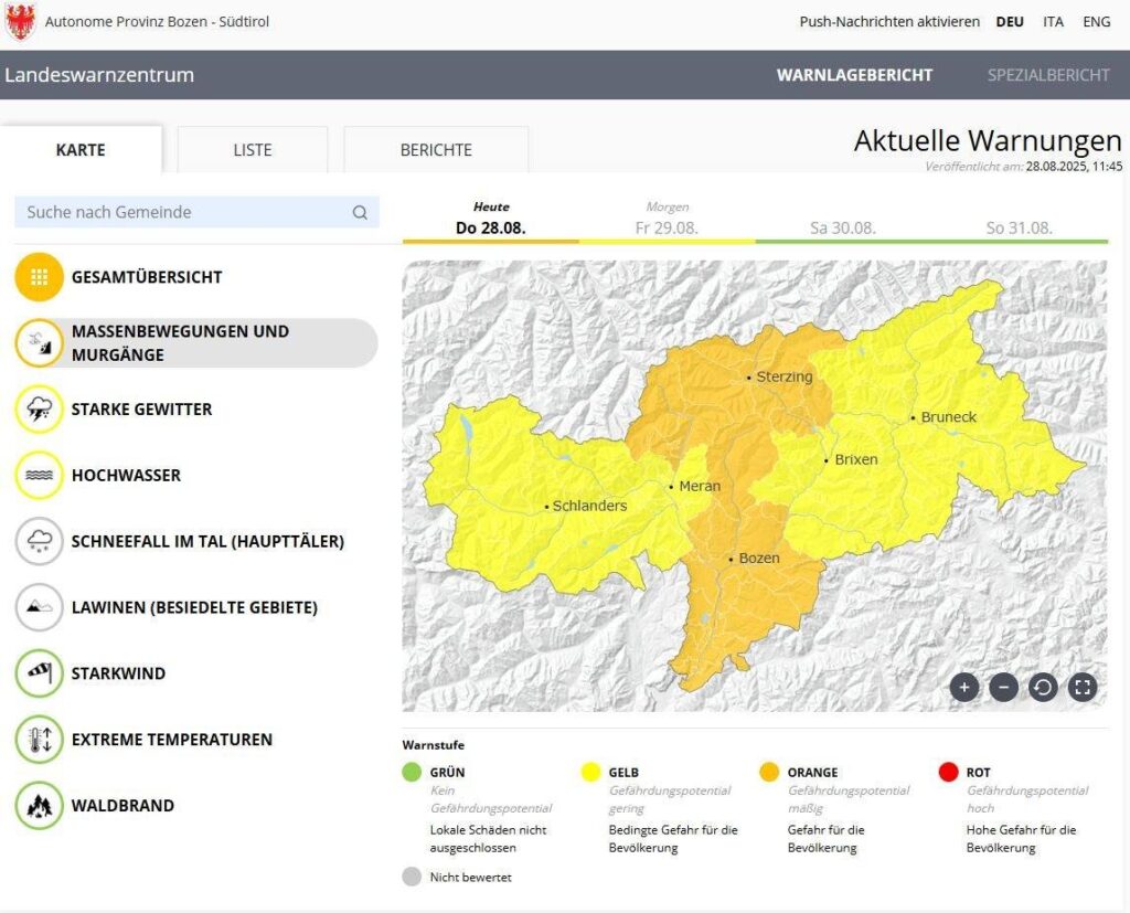 allerta meteo alto adige 29 agosto