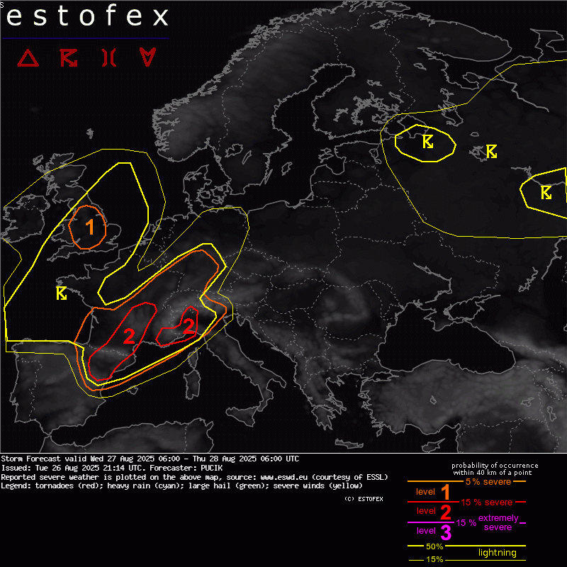 allerta meteo estofex oggi italia