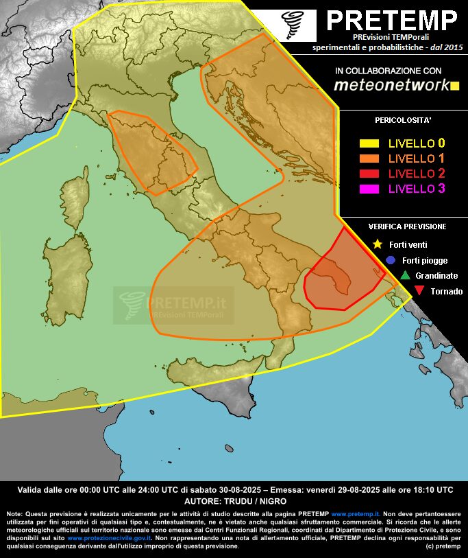 allerta meteo sabato 30 agosto