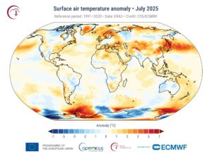 anomalia temperature luglio 2025