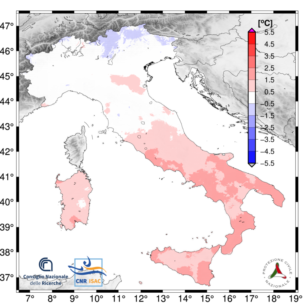 anomalie termiche luglio 2025 italia