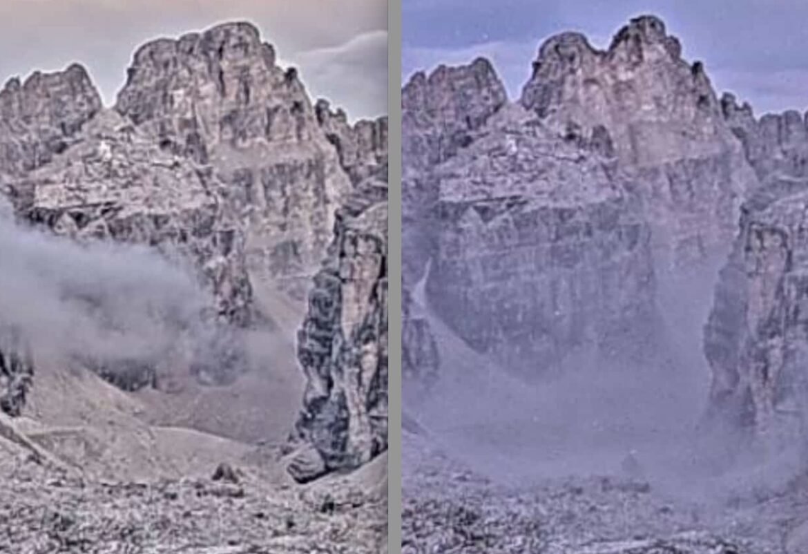 Cima Falkner, nuovo distacco di roccia: cambia il profilo della montagna | FOTO