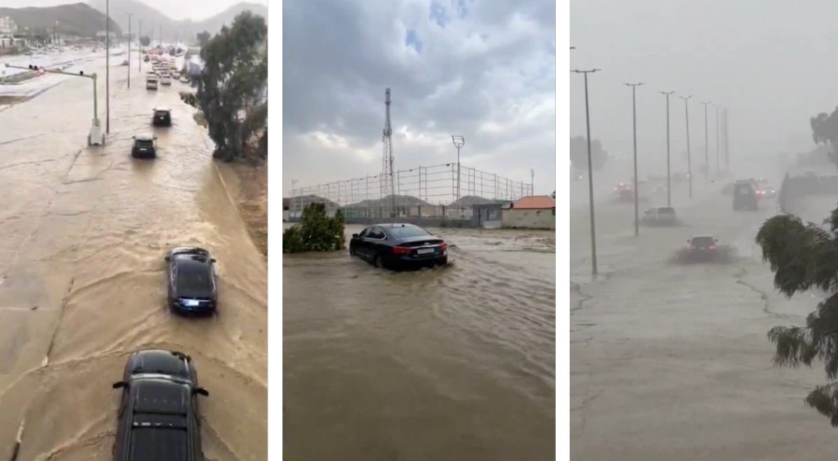 Maltempo Arabia Saudita, forti temporali con pioggia e grandine: allagamenti a Taif | VIDEO
