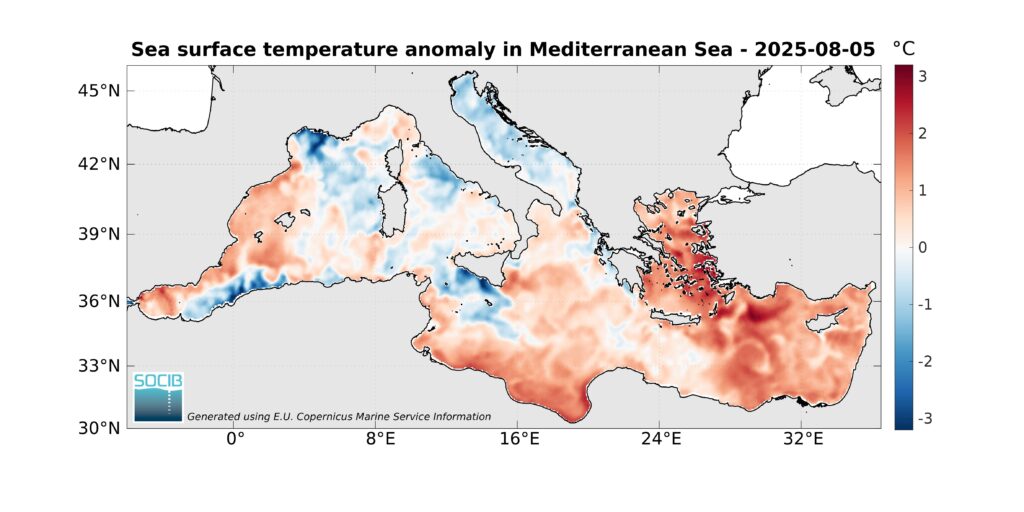 temperature mediterreaneo 5 agosto 2025