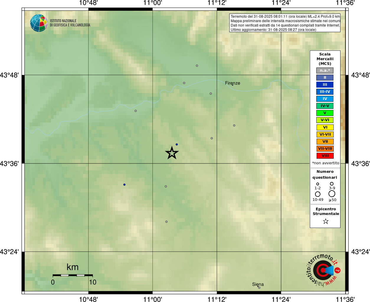 Terremoto avvertito nel Fiorentino, epicentro a Montespertoli | DATI e MAPPE