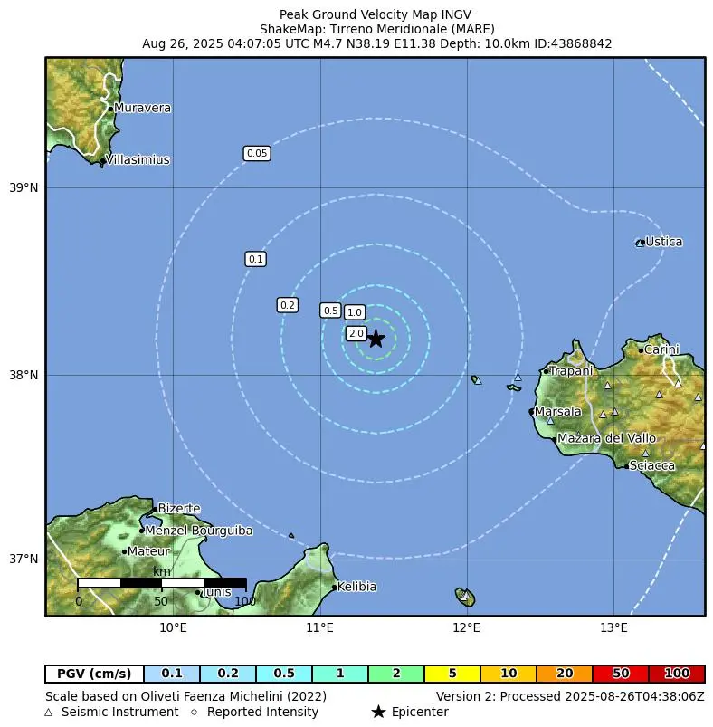 terremoto oggi tirreno trapani sicilia