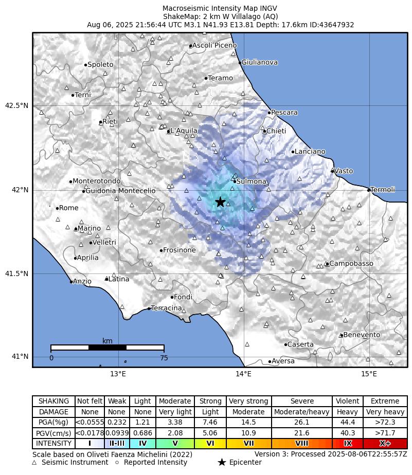 terremoto villalago l'aquila abruzzo