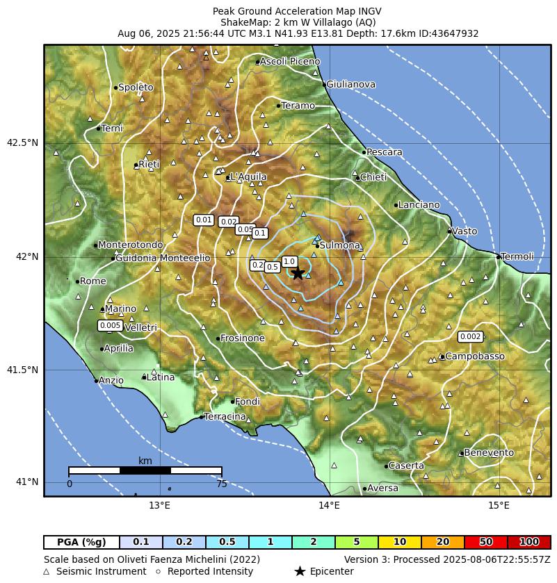 terremoto villalago l'aquila abruzzo