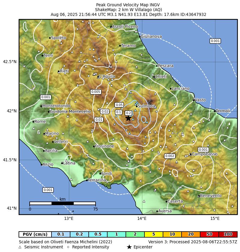 terremoto villalago l'aquila abruzzo