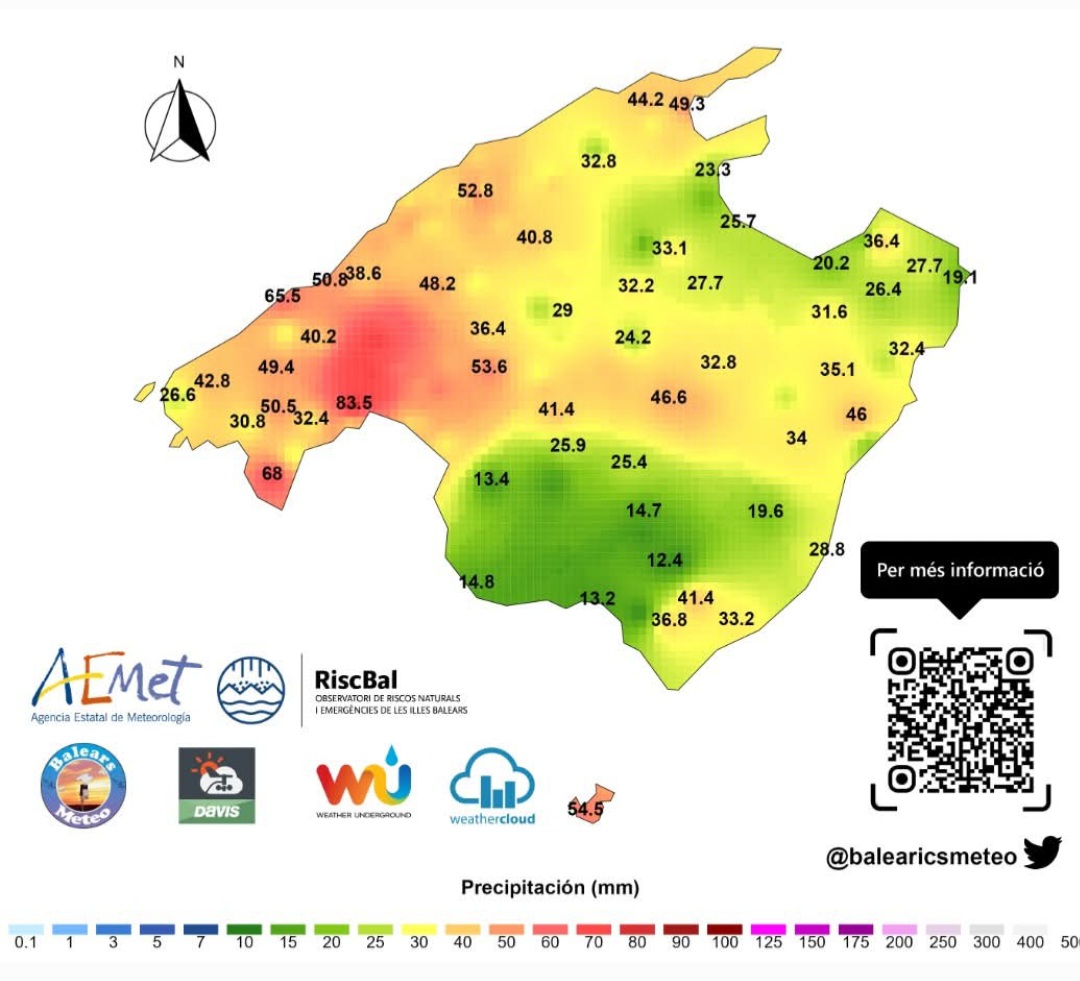 Accumuli pioggia Baleari