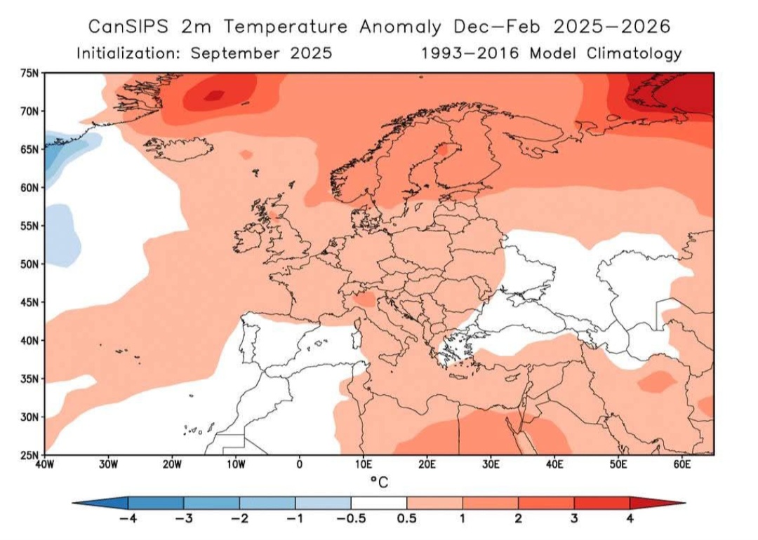 Anomalie temperature dicembre-febbraio