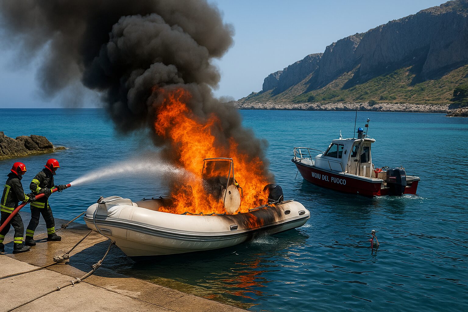Paura a Palermo, incendio su un gommone a Capo Gallo: ustionata una donna di 33 anni