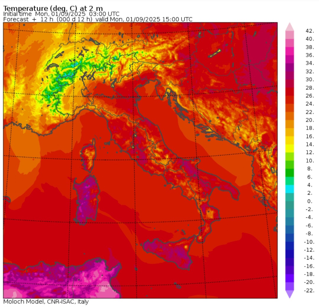 Temperature massime 1 settembre