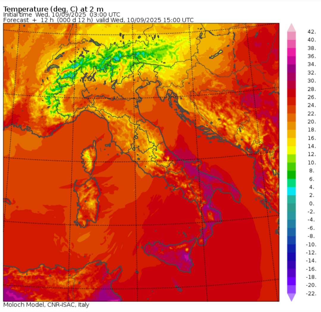 Temperature massime 10 settembre