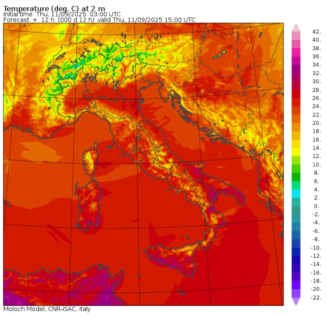 Temperature massime 11 settembre 