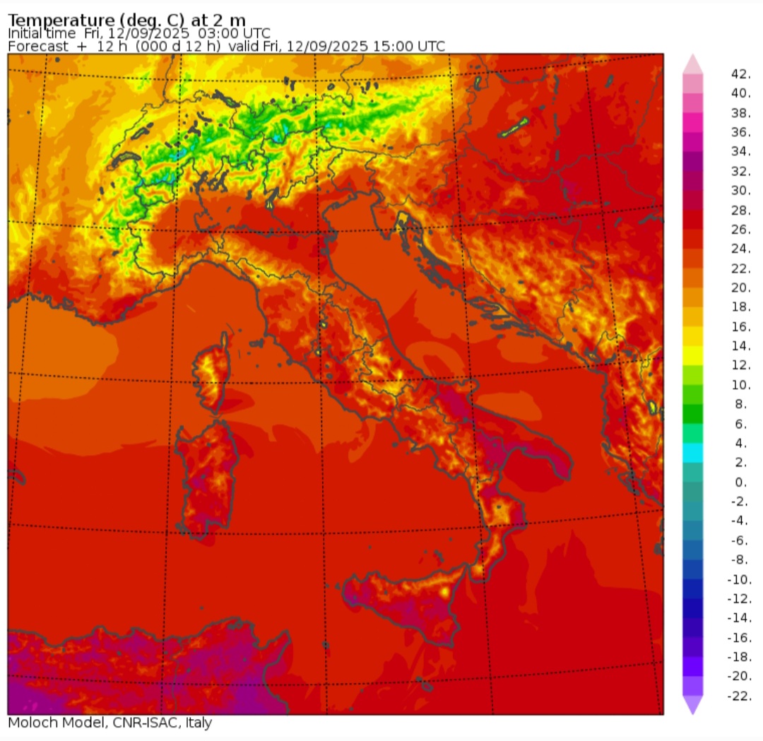 Temperature massime 12 settembre 