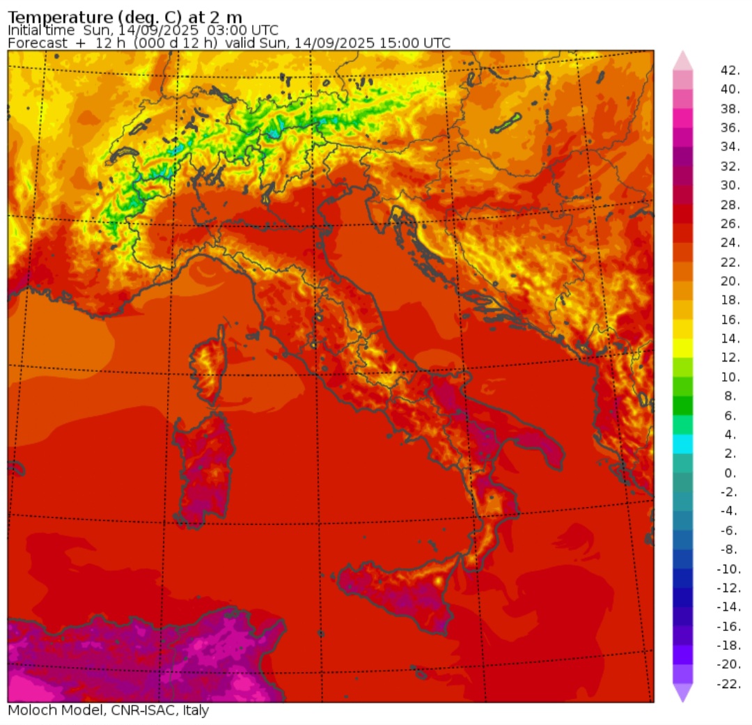 Temperature massime 14 settembre