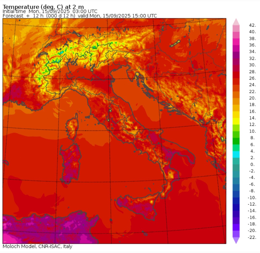 Temperature massime 15 settembre 